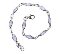 Bijoux et Objets Le Luft - Bracelet pierre de lune arc-en-ciel en argent massif 925 - Dimensions des pierres 5x10mm