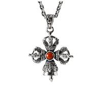 Bijoux exquis, colliers vintage en argent sterling S925 avec croix Vajra pour homme