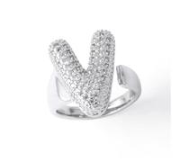 Bijoux fantaisie avec lettre initiale et détails en pierre, V, V. | Accent décoratif à base de cuivre pour un usage quotidien, un don significatif