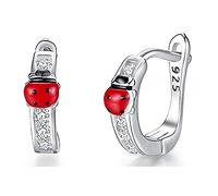 Bijoux fantaisie boucles d'oreilles de noël Animal coccinelle coeur en argent Sterling petites boucles d'oreilles pour femmes filles