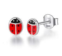 Bijoux fantaisie boucles d'oreilles de noël Animal coccinelle coeur en argent Sterling petites boucles d'oreilles pour femmes filles