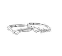 Bijoux Fantaisie Creation Alliance Femme 925 Gravure Argent Sterling Branches Fleur Réglable Mode pour Couple Femme Sœur Nouvelle Année