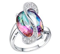 Bijoux Fantaisie Femme Sept arc-en- Zircon femmes mode tendance plein Zircon bague dames bijoux bagues en pour femmes taille 6 10 (Multicolor, 8)