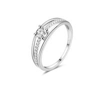 Bijoux Femme Bague Bague Cercle en Argent Or Blanc 9K Au375 de Forme Ronde Blanc Moissanite Taille pour Tante Lesbienne