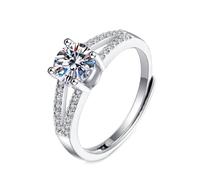 Bijoux Femme Bague Lot de Bague en Argent Or Blanc 9 Carats Diamant de Laboratoire Pierre Précieuse Ronde Creuse à 4 Griffes de 1 Ct Taille Lesbienne pour Tante Anniversary