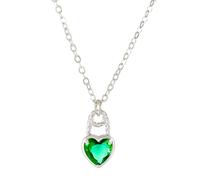Bijoux Femme Couleur Coeur Collier Personnalité Féminine Tempérament Design Créatif Incrusté Zircon Coeur Pendentif Clavicule Chaîne Collier Sexy Haute Sens Gifts For Women ( Green, One Size)