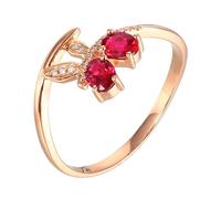 Bijoux Femme Kit Alliance Femme Taille 50 Or Rose 18 Carats Ruby Créé en Laboratoire Bague Ovale à 4 Griffes avec Rubis et Diamant de 0,43 CT Populaire pour Mesdames Nouvelle Année Bijoux