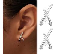 Bijoux Femme Or, Boucles D'Oreilles Clous D'Oreilles Or, Boucles D'Oreilles Clous D'Oreilles Ladies, Croix Argentée Brillante, Bijoux Or Cadeaux Boucles D'Oreilles Pour Femmes