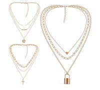 Bijoux filles 3pcs Colliers pour femmes chaînes de clavicule vintage multi-collier