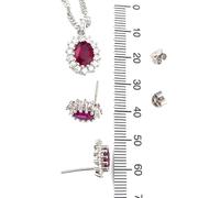 Bijoux fins de luxe faits à la main 2 carats avec rubis rouge véritable, boucles d'oreilles, boucles d'oreilles à tige en or blanc 18 carats, bijoux en argent et pierre de naissance du mois de juillet