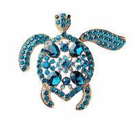 Bijoux floraux - Broche élégante en forme de tortue avec diamants - Élégante broche tortue avec diamants - Boîte à bijoux en céramique (bleu ciel, taille unique)
