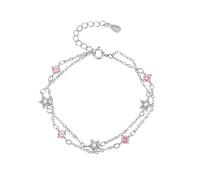 Bijoux Hommes Valentin Perles Classique Bracelet étoile pentagonal clouté de féminins avec un tempérament polyvalent et un bracelet étoile à double couche Desi Bracelet Naturelle (C, One Size)
