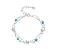 Bijoux Hommes Valentin Perles Classique Bracelet étoile pentagonal clouté de féminins avec un tempérament polyvalent et un bracelet étoile à double couche Desi Bracelet Naturelle (B, One Size)