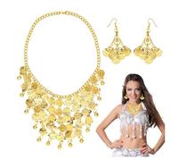 Bijoux Indien 2 Pièces Cleopatre Accessoire Bijoux Bohème Savoyarde Boucle d'Oreille Gitane Danse Orientale Belly Dance Costume Tenue Indienne Bollywood Femme Accessoires de Déguisements