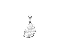 Bijoux Laperledargent Pendentif Carte ile Maurice Argent 925‰ rhodié + écrin (Offert) + Certificat d'Authenticité Argent 925‰