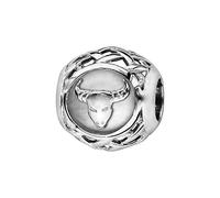 Bijoux Laperledargent Thabora Charms Coulissant Argent rhodié (Argent 925‰ + Protection Rhodium) Zodiaque Taureau + suédine (Offerte) + Certificat d'Authenticité Argent 925‰