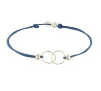 Bijoux Les Poulettes - Bracelet Argent Anneaux Toi et Moi - Lien Bleu