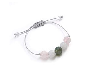 Bijoux Lithotherapie - Coco Papaya Bracelet Porte-Bonheur Amour. Agate Mousse, Quartz Rose, Pierre de Lune.