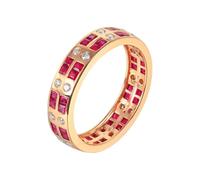Bijoux Mariage Femme Bague 18 Carats Femme Ruby Créé en Laboratoire Rangée de Forets avec Rubis Rouge et Diamant de 1,10 CT Taille Solide Non Plaqué Mise à Niveau 3.0 pour Sœur Anniversaire Bijoux
