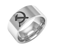 Bijoux Marteau et faucille Bague en acier titane Bague pour hommes 8mm Bague de cocktail