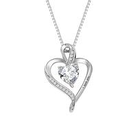Bijoux Médaillon Colliers Colliers Bijoux Jewelry For Women Wife Heart Birthstone I Love You Necklace For Women Wedding Anniversary Birthday For Wife Women's Jewelry Organisateur (White, One Size)