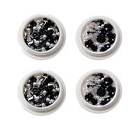 bijoux ongles strass ongle nail art 4 Boîte fleur 3d ete colorés Fleurs de thé de montagne noir décoration accessoire ongles nails Charms gothique coquillage décoration (Noir)