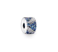 Pandora Moments Charm clip Plume en argent sterling avec cristal bleu nuit