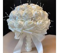 Bijoux Perles Fleurs Mariage Demoiselle d'honneur Bouquet Ruban Bouquet Diamant Broche Bouquet Crème