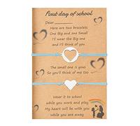 Bijoux Phrases Lune Bracelet Phrases Bijoux ensemble pour 2 jour d'école bracelet maman et moi bracelets pour mère fille filles garçons Empilable Naturelle Classique Bracelet (Blue, One Size)