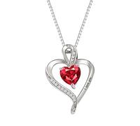 Bijoux pour femme, collier en forme de cœur avec pierre de naissance « I Love You » pour femme, cadeau d'anniversaire pour femme, bijoux pour femme, collier à pendentif, bijoux pour femme (rouge,