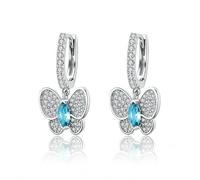 Bijoux pour femmes Silver Silver Luminal Clear CZ Butterfly Crystal Drop Orees pour femmes Bijoux de fiançailles de mariage de mariage