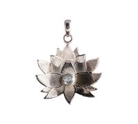 Bijoux Symboliques - Pendentif Fleur de Lotus avec topaze bleue