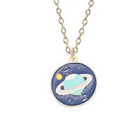 Bijoux Titulaire Organisateur Chaînes Bijoux Créatif Coréen Étoile Astronaute Série Collier Dessin Animé Mignon Fusée Lilliputien Pendentif Long Collier De Noël Étui Chaîne Cordon (Blue, One Size)