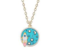 Bijoux Titulaire Organisateur Chaînes Bijoux Créatif Coréen Étoile Astronaute Série Collier Dessin Animé Mignon Fusée Lilliputien Pendentif Long Collier De Noël Étui Chaîne Cordon Étui (B, One Size)