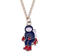Bijoux Titulaire Organisateur Chaînes Bijoux Créatif Coréen Étoile Astronaute Série Collier Dessin Animé Mignon Fusée Lilliputien Pendentif Long Collier De Noël Étui Chaîne Cordon Étui (H, One Size)