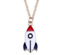 Bijoux Titulaire Organisateur Chaînes Bijoux Créatif Coréen Étoile Astronaute Série Collier Dessin Animé Mignon Fusée Lilliputien Pendentif Long Collier De Noël Étui Chaîne Cordon Étui (G, One Size)
