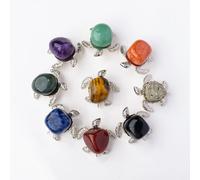 Bijoux tortue en cristal naturel, 1 pièce, pierre brute argentée, décoration de maison et de bureau, cadeau de vacances Sodalite
