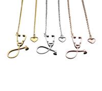 Bijoux unisexe tacheles stell cadeau mode stéthoscope collier lariat coeur pendant rose or noir couleur infirmier collares bijoux accessoires tendances créatives pour les femmes et les hommes cadeaux