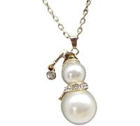Bijoux vintage imitation perles diamant et perle forme bonhomme de neige pour femme collier cristal mode costume cadeau - Doré utile et attrayant