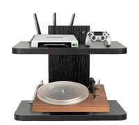 BiJun Étagère Flottante pour boîtier de câble TV, Support Mural pour projecteur, Support média de Divertissement, étagère DVD, pour PS4/décodeur de câbles/lecteurs DVD/Console de Jeu (Noir 2Couche)