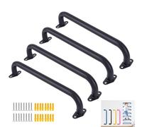 BiJun Lot de 4 poignées d’aire de jeux en métal 43,2 cm, barres de singe pour intérieur/extérieur, cadres d’escalade, cabanes et échelles murales (noir)