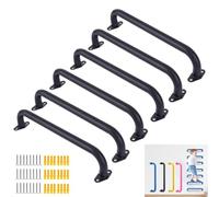 BiJun Lot de 6 poignées d’aire de jeux en métal 43,2 cm, barres de singe pour intérieur/extérieur, cadres d’escalade, cabanes et échelles murales (noir)