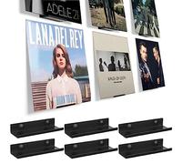 BiJun Lot de 6 supports muraux flottants en vinyle pour disques vinyles Noir