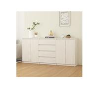 vidaXL Armoires d'appoint 3 pcs. Blanc Pin massif