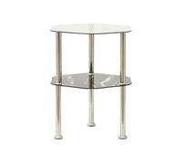 Bijzettafel 2-laags 38x38x50 cm gehard glas transparant zwart322792
