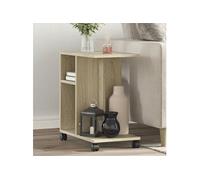 vidaXL Table d'appoint avec roues chêne Sonoma bois d'ingénierie Marron