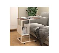 vidaXL Table d'appoint et roues Blanc 55x36x63,5 cm Bois d'ingénierie