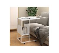 vidaXL Table d'appoint à roulettes Bois d'ingénierie Blanc 55x36x63,5 cm