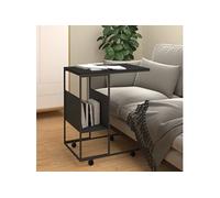 Vidaxl Table D'appoint Avec Roues Noir 55x36x63,5 Cm Bois D'ingénierie Multicolore