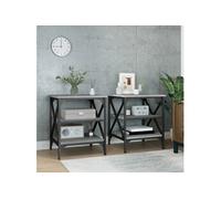 Bijzettafels 2 st 40x42x50 cm bewerkt hout grijs sonoma eiken825779